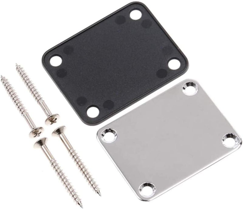 KAIY 2 Pack Guitar Chrome Neck Plates with Screws for Electric Guitars, Strat Tele Style Guitar Cigar Box Guitar Parts Repair Replace - Image 3